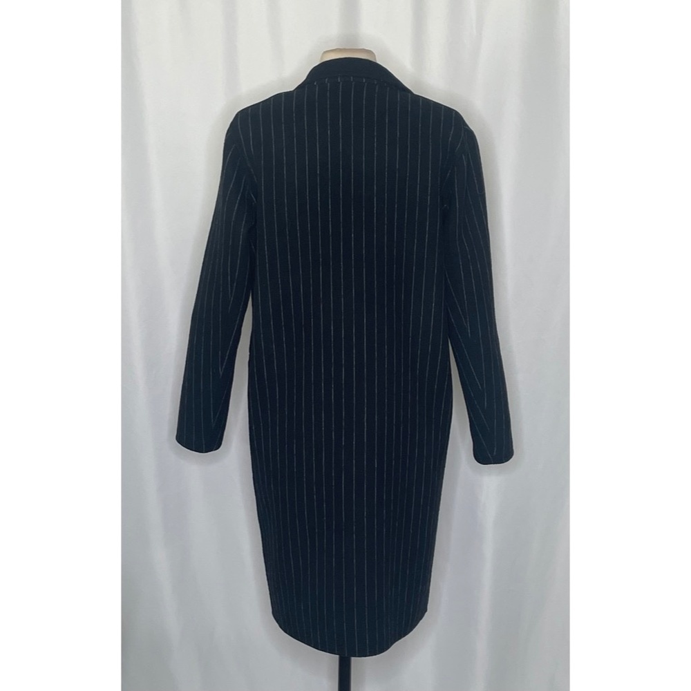 SANDRO Paris Felted Wool Long Coat Black Gray Pinstripe Stripe Size 1 / US 4 - Picture 7 of 15